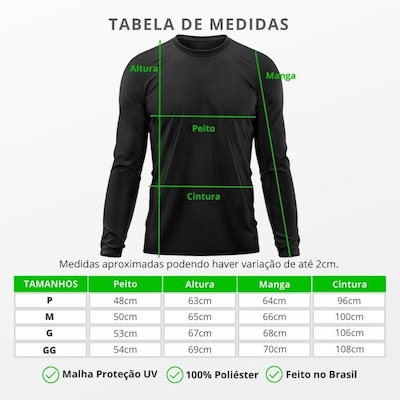Camiseta Manga Longa Adriben Dry Fit Proteção Solar UV 50/ Treino Academia - Masculina - Foto 3