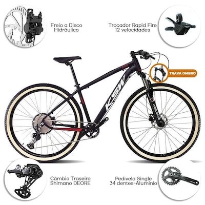 Bicicleta KSW Aro 29 12 velocidades Câmbio Shimano Freio a Disco - Adulto - Foto 3