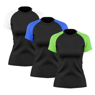 Camiseta Whats Wear Raglan com Proteção Solar UV - 3 unidades - Feminina - Foto 1
