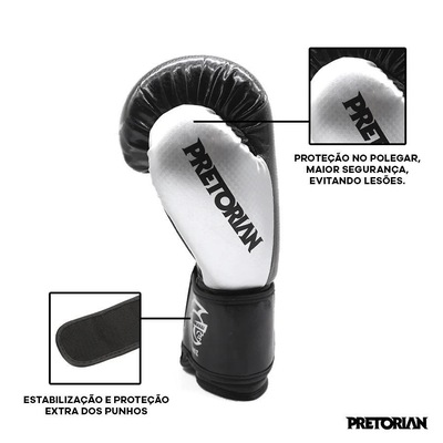 Kit de Boxe Pretorian: Bandagem + Protetor Bucal + Luvas de Boxe Elite - 10 OZ - Adulto - Foto 3