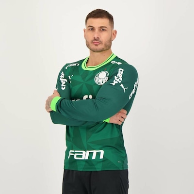 Camisa do Palmeiras Puma I 2023 Manga Longa Com Patrocínio - Masculina - Foto 3