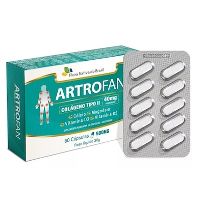 Artrofan Colágeno Tipo 2 + Magnésio e Vitaminas (60 cápsulas) Flora Nativa - Foto 1