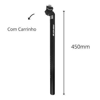 Canote Selim Bike High One Alumínio 27.2 X 450 mm com Carrinho - Foto 3
