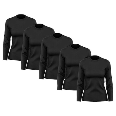 Kit de Camisas Térmica Adriben Dry Fit Manga Longa com Proteção Solar - 5 Unidades - Feminino - Foto 1
