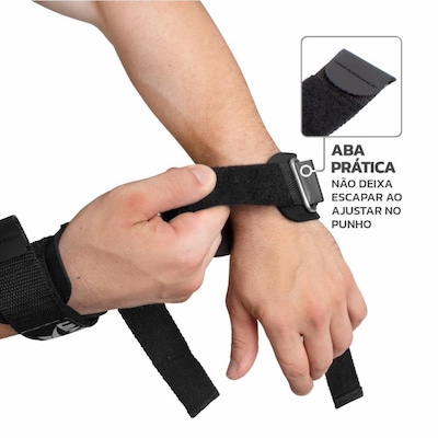 Strap de Musculação com Munhequeira Muvin Fecho de Contato Resistente para Levantamento de Peso - Foto 4
