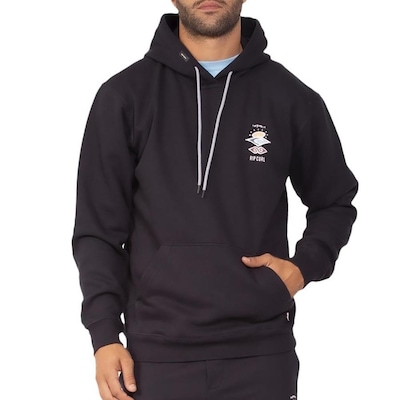 Blusão de Moletom com Capuz Rip Curl Canguru The Search Oversize Masculino Preto - Foto 1