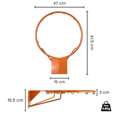 Aro de Basquete Cesta Tamanho Oficial Com Rede Pista E Campo - Foto 3