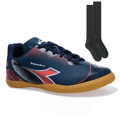 Chuteira Futsal Diadora Squadra + Par De Meião - Adulto - Foto 1
