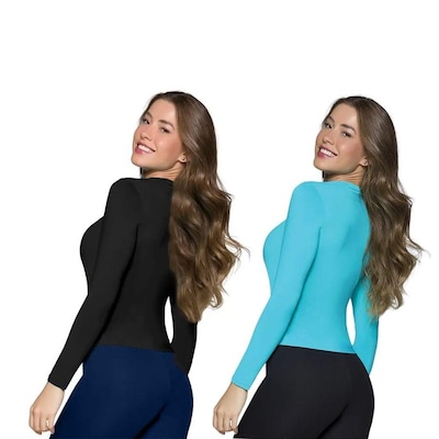 Kit Camisas Térmicas Selene Proteção Uv50+ - 2 Unidades - Feminino - Foto 2