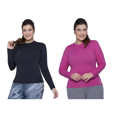 Kit 2 Camisas Térmicas Selene Proteção Uv Plus Size Feminina - Foto 1