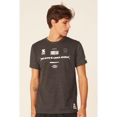 Camiseta Starter Estampada Collab Cemporcento Skate Cinza Mescla Escuro - Masculino - Foto 4