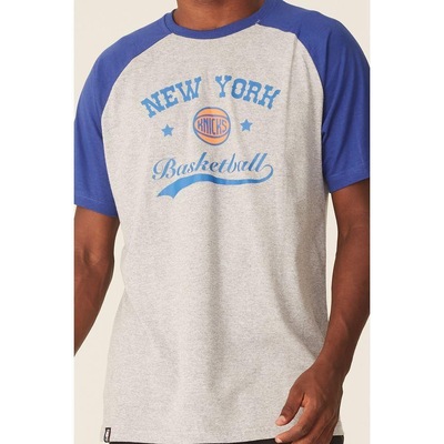 Camiseta Nba Raglan Estampada New York Knicks Casual Mescla - Masculina - Foto 4