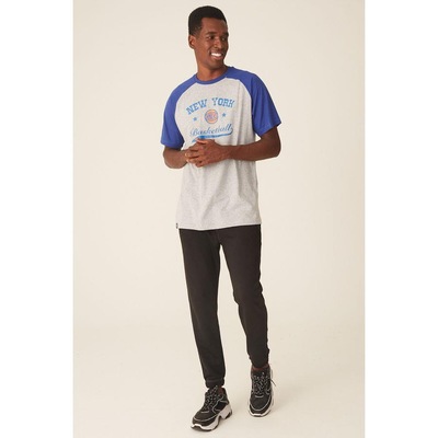 Camiseta Nba Raglan Estampada New York Knicks Casual Mescla - Masculina - Foto 5