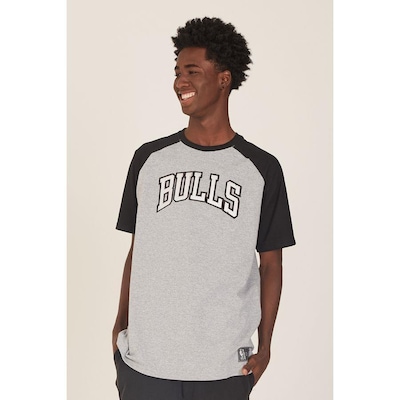 Camiseta NBA Raglan Estampada Chicago Bulls Casual Mescla - Masculina - Foto 3