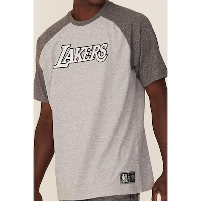 Camiseta Nba Raglan Estampada Los Angeles Lakers Casual Mescla - Masculina - Foto 1