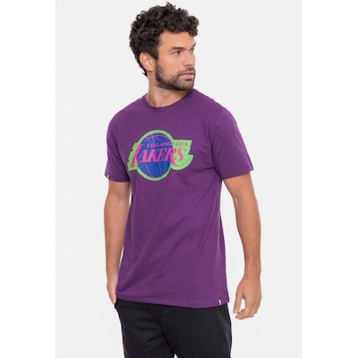 Camiseta Nba Neon Colors Los Angeles Lakers Escuro - Masculina - Foto 2
