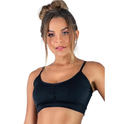 Top Fitness Mvb Modas Cropped Academia Franzido Suplex - Feminino - Foto 1