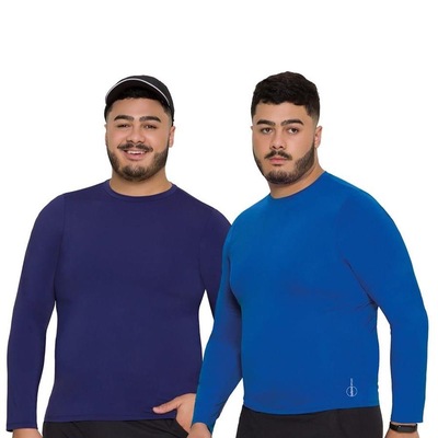 Kit Camisas Térmica Selene Proteção Uv Plus Size - 2 Unidades - Masculina - Foto 3