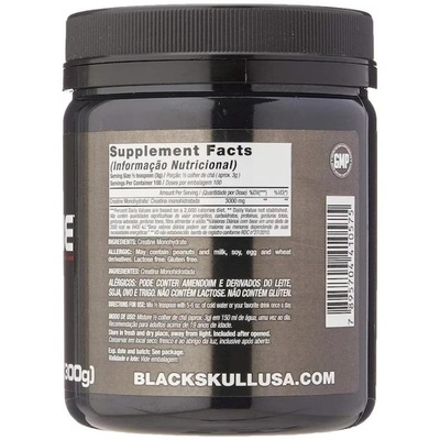 Creatiana Monohidratada 300G Black Skull Unissex Adulto - Foto 2