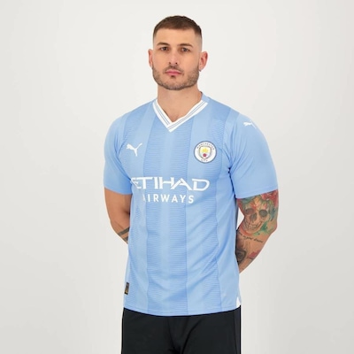 Camisa Manchester City I 2024 9 Haaland Puma - Masculina - Foto 4