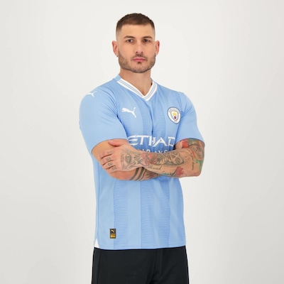 Camisa Manchester City I 2024 9 Haaland Puma - Masculina - Foto 5