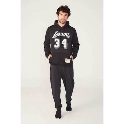 Blusão De Moletom Com Capuz Mitchell & Ness Fechado Com Capuz Los Angeles Lakers - Masculino - Foto 1