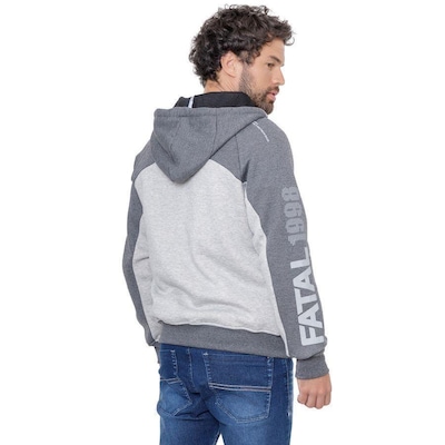 Jaqueta de Moletom com Capuz Fatal Aberto - Masculina - Foto 3