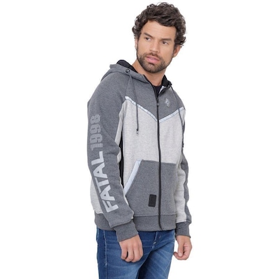 Jaqueta de Moletom com Capuz Fatal Aberto - Masculina - Foto 4