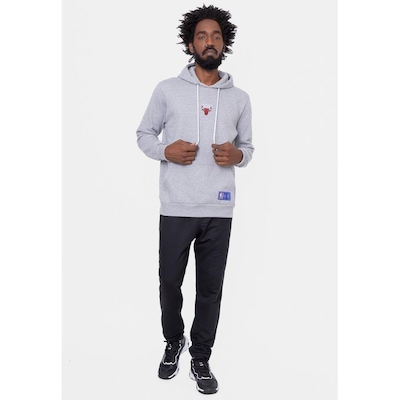Blusão De Moletom Com Capuz NBA Mini Logo Soft Chicago Bulls Cinza Mescla - Masculina - Foto 2