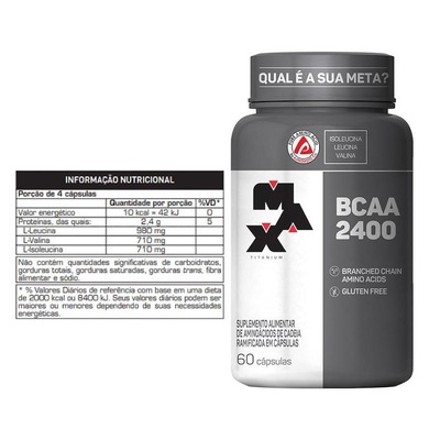 Bcaa Max Titanium 2400mg - 60 Cápsulas - Foto 2