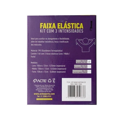 Kit Faixas em Látex Band 3 Intensidades Acte Sports -Leve - Médio - Difícil -T13-R - Foto 6