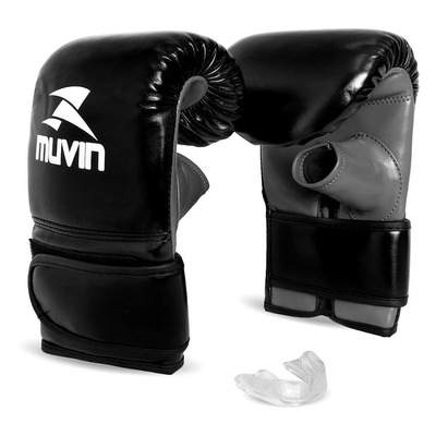 Kit de Lutas Muvin: Luvas Bate Saco Boxe + Protetor Bucal Neutro - Adulto - Foto 1
