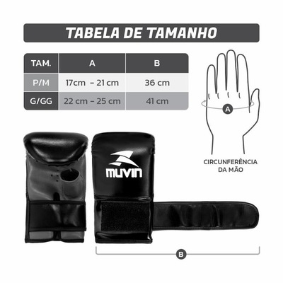 Kit de Lutas Muvin: Luvas Bate Saco Boxe + Protetor Bucal Neutro - Adulto - Foto 3