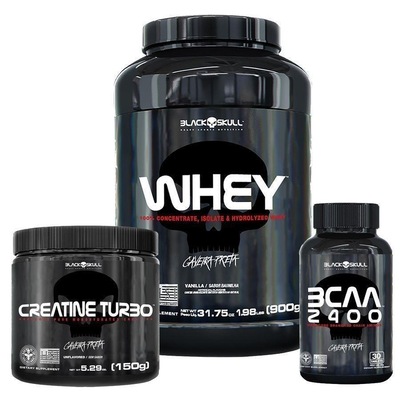 Kit Whey + Bcaa + Creatina - Black Skull - Foto 1