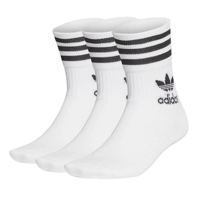 Kit Meias Cano Médio adidas Crew - 3 Pares - Unissex - Foto 1