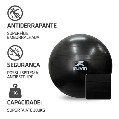 Kit Muvin: Bola de Pilates - 55Cm + Luvas para Academia - Adulto - Foto 2