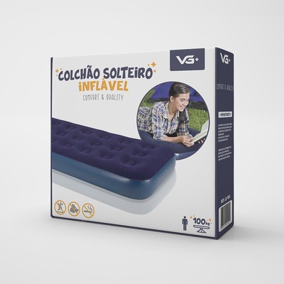 Kit de Colchões Solteiro Infláveis Vg Plus Flocked Comfort - 2 Unidades - Foto 5