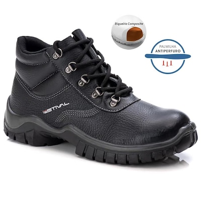 Bota de Segurança Estival Couro Bico Pvc - Masculina - Foto 2