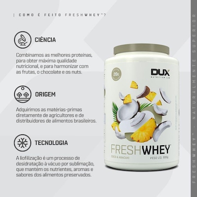 Whey Dux Nutrition -Coco e Abacaxi - 900g - Foto 3