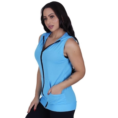 Colete com Capuz Orbis Fitness Dry Bolso com Zíper - Feminino - Foto 3