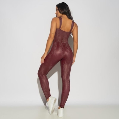 Macacão Fitness Snake Rubro - Feminino - Foto 3