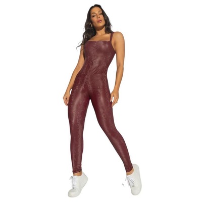 Macacão Fitness Snake Rubro - Feminino - Foto 1