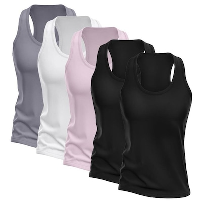 Kit Camisetas Regata Nadador Dellas Fit Dry - Feminina - 5 Unidades - Foto 1