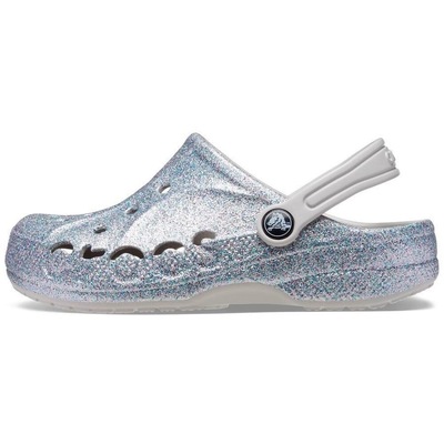 Sandália Crocs Baya Glitter Clog K Silver - Feminino - Foto 3