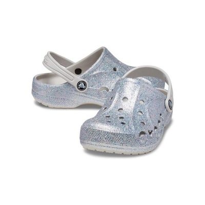 Sandália Crocs Baya Glitter Clog K Silver - Feminino - Foto 4