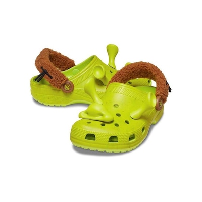 Sandália Crocs Shrek Classic Clog Lime Punch - Infantil - Foto 4