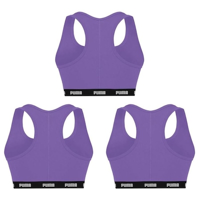 Kit de Tops Fitness com Bojo Puma Nadador - 3 Unidades - Feminino - Foto 2