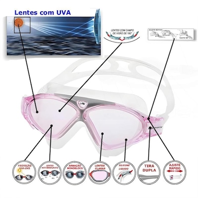 Óculos de Natação Gold Sports Silicone Confort High Definition - Adulto - Foto 2