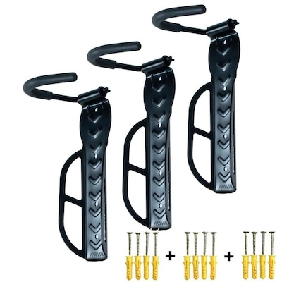 Kit Suportes para Bicicleta de Parede Vertical Rava Gancho Fixo - 3 Unidades - Foto 1