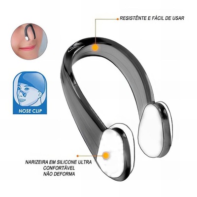Kit Máscara de Natação Gold Sports Silicone Confort Hd - Touca Pu e Protetor Nasal e Ouvido - Adulto - Foto 4